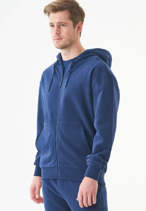 Junda Unisex Soft Touch Organic Cotton Sweat Jacket Navy<ORGANICATION Clearance