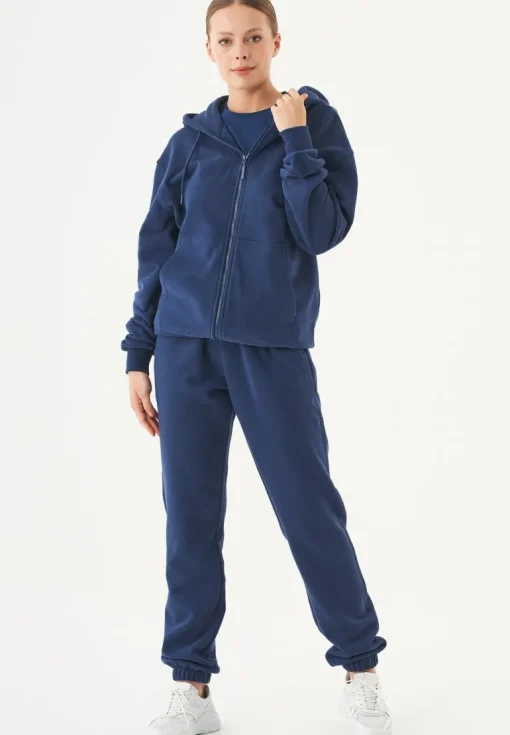 Junda Unisex Soft Touch Organic Cotton Sweat Jacket Navy<ORGANICATION Clearance