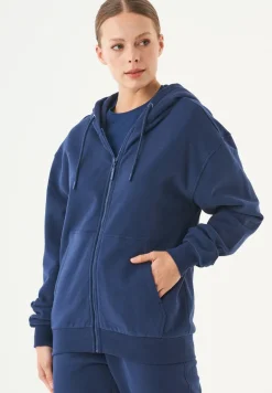 Junda Unisex Soft Touch Organic Cotton Sweat Jacket Navy<ORGANICATION Clearance