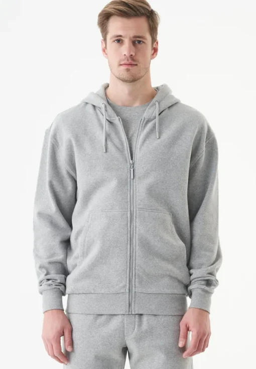 Junda Unisex Soft Touch Organic Cotton Sweat Jacket Grey Melange<ORGANICATION Shop