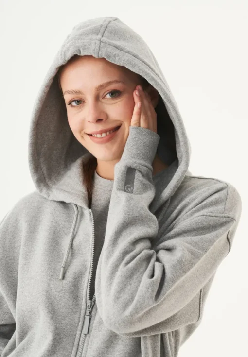 Junda Unisex Soft Touch Organic Cotton Sweat Jacket Grey Melange<ORGANICATION Shop