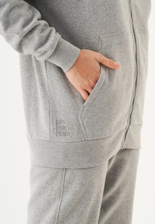 Junda Unisex Soft Touch Organic Cotton Sweat Jacket Grey Melange<ORGANICATION Shop