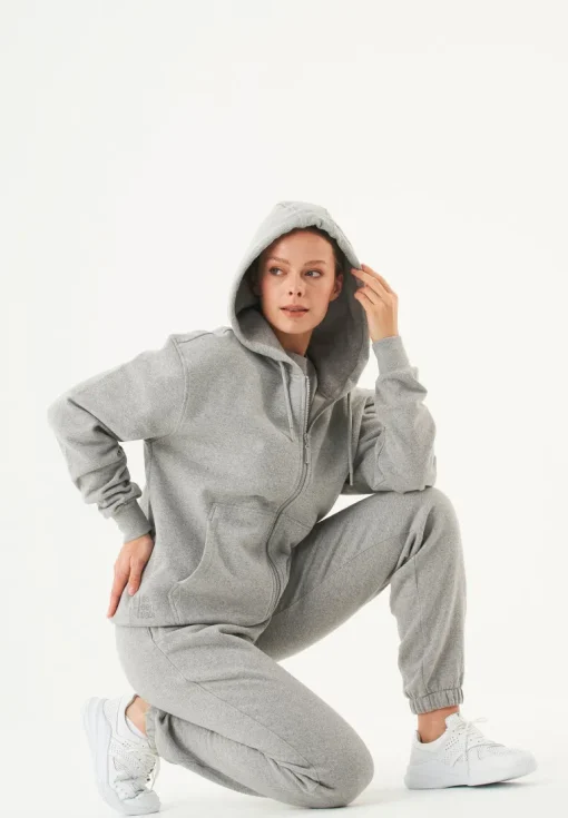 Junda Unisex Soft Touch Organic Cotton Sweat Jacket Grey Melange<ORGANICATION Shop