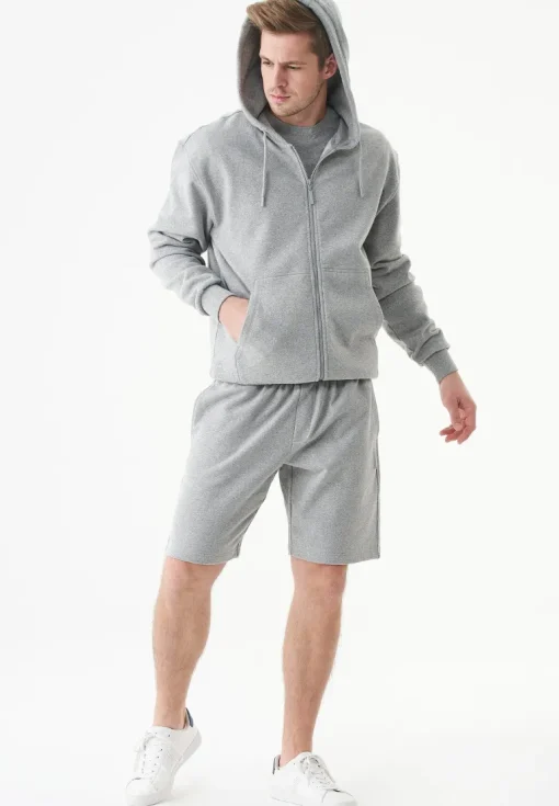 Junda Unisex Soft Touch Organic Cotton Sweat Jacket Grey Melange<ORGANICATION Shop