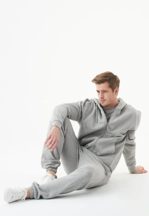 Junda Unisex Soft Touch Organic Cotton Sweat Jacket Grey Melange<ORGANICATION Shop