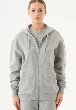 Junda Unisex Soft Touch Organic Cotton Sweat Jacket Grey Melange<ORGANICATION Shop
