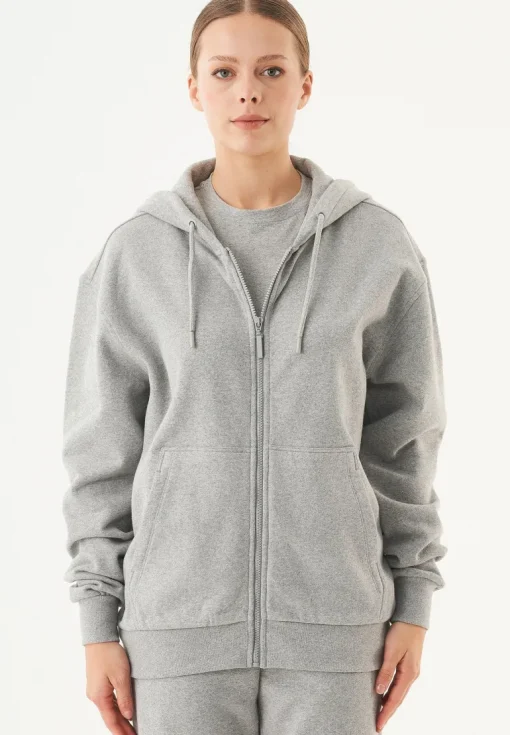 Junda Unisex Soft Touch Organic Cotton Sweat Jacket Grey Melange<ORGANICATION Shop
