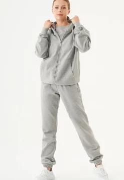 Junda Unisex Soft Touch Organic Cotton Sweat Jacket Grey Melange<ORGANICATION Shop