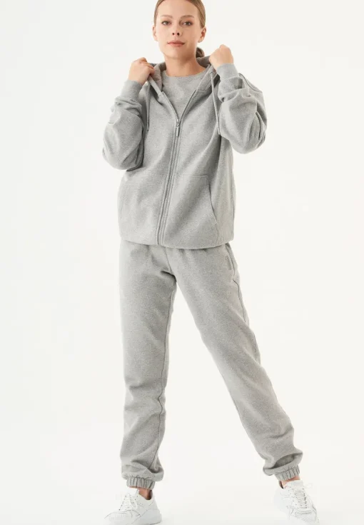 Junda Unisex Soft Touch Organic Cotton Sweat Jacket Grey Melange<ORGANICATION Shop