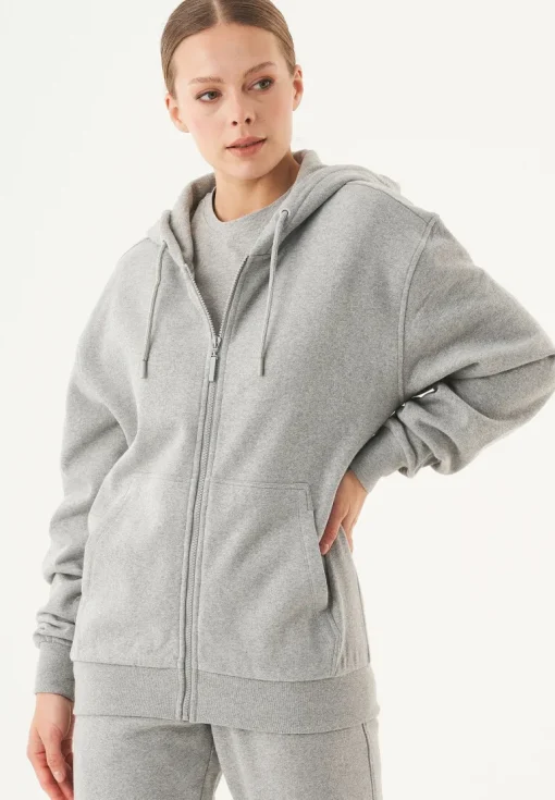 Junda Unisex Soft Touch Organic Cotton Sweat Jacket Grey Melange<ORGANICATION Shop