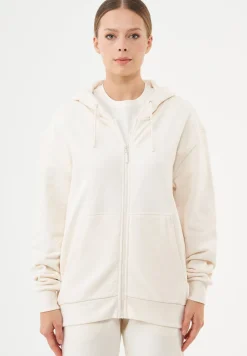 Junda Unisex Soft Touch Organic Cotton Sweat Jacket Off White<ORGANICATION Shop