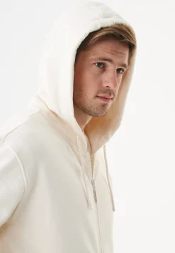 Junda Unisex Soft Touch Organic Cotton Sweat Jacket Off White<ORGANICATION Shop