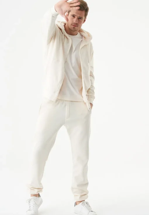 Junda Unisex Soft Touch Organic Cotton Sweat Jacket Off White<ORGANICATION Shop