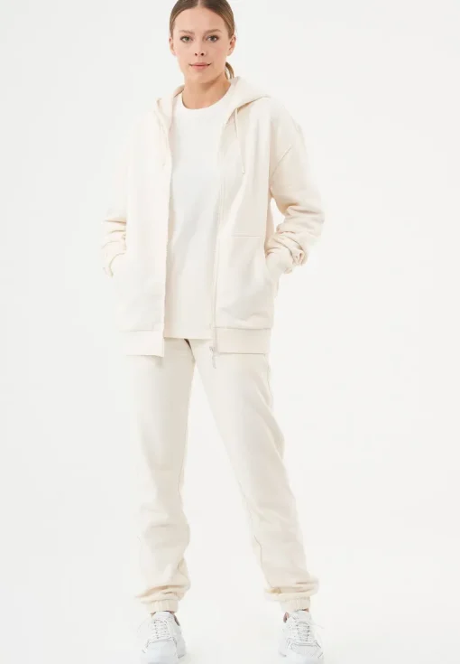 Junda Unisex Soft Touch Organic Cotton Sweat Jacket Off White<ORGANICATION Shop