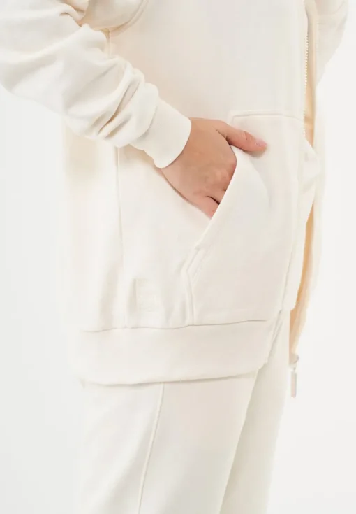Junda Unisex Soft Touch Organic Cotton Sweat Jacket Off White<ORGANICATION Shop