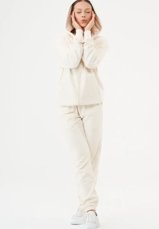 Junda Unisex Soft Touch Organic Cotton Sweat Jacket Off White<ORGANICATION Shop