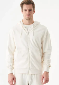 Junda Unisex Soft Touch Organic Cotton Sweat Jacket Off White<ORGANICATION Shop