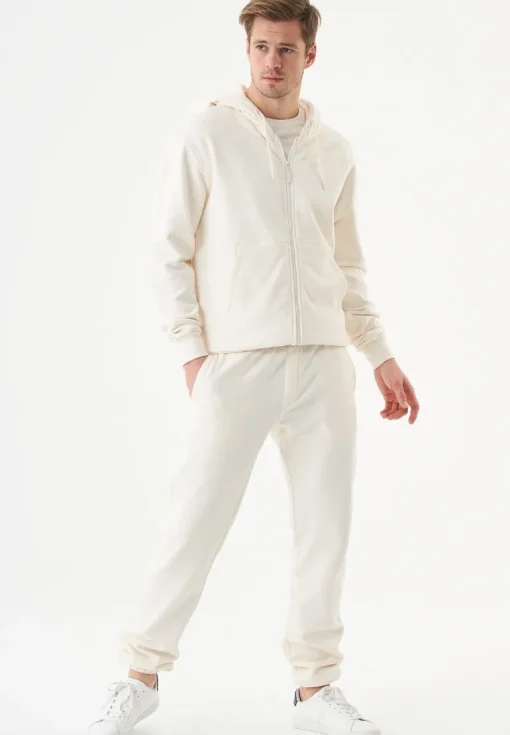 Junda Unisex Soft Touch Organic Cotton Sweat Jacket Off White<ORGANICATION Shop