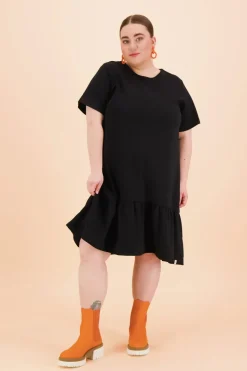 Ruffle T-Shirt Dress Black<KAIKO New