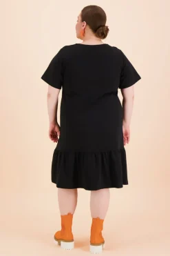 Ruffle T-Shirt Dress Black<KAIKO New