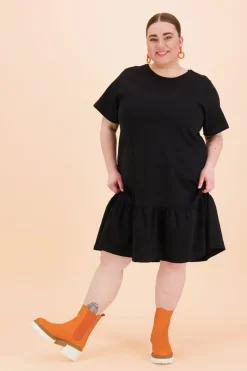 Ruffle T-Shirt Dress Black<KAIKO New