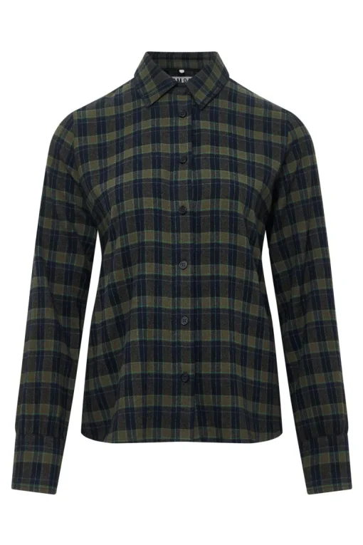 Kenji Organic Cotton Flannel Shirt Navy Check<KOMODO Sale