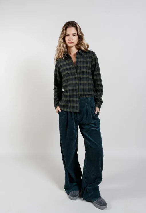 Kenji Organic Cotton Flannel Shirt Navy Check<KOMODO Sale