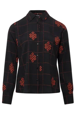 Kenji Tencel Shirt Black Eternal Knot Print<KOMODO Cheap