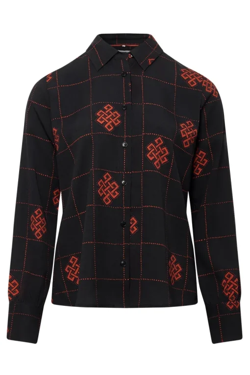 Kenji Tencel Shirt Black Eternal Knot Print<KOMODO Cheap