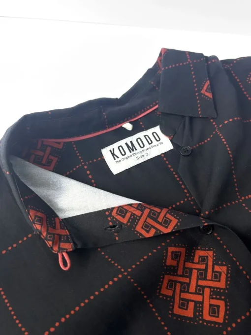 Kenji Tencel Shirt Black Eternal Knot Print<KOMODO Cheap