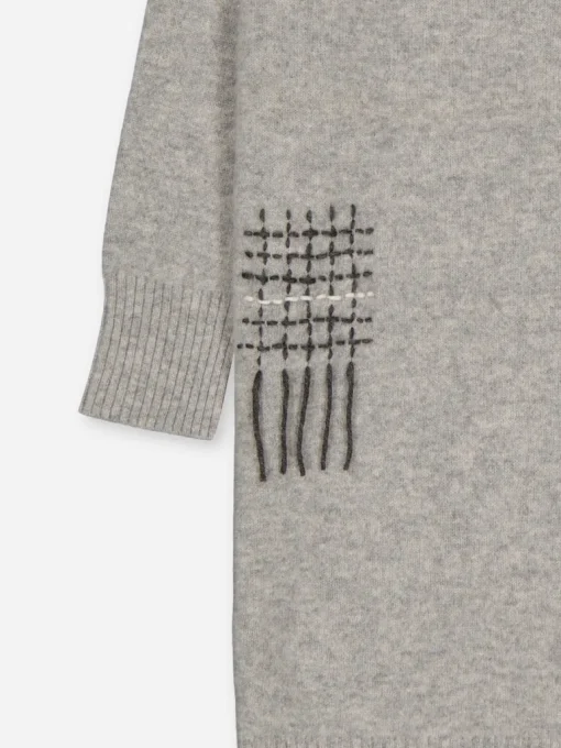 Kids' Cashmere Sweater Dress Embroidered Grey<bobbin u0026 tricot Clearance