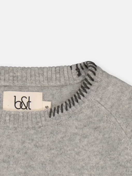 Kids' Cashmere Sweater Dress Embroidered Grey<bobbin u0026 tricot Clearance