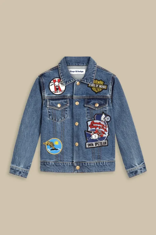 Kids' Koi Jacket Bio Stretch Blue Badge Allover<Kings Of Indigo Hot