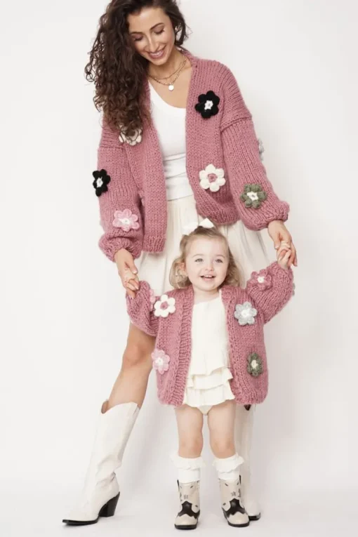 Kids' Petit Handmade Flower Sweater Dark Pink<ANGELL Flash Sale