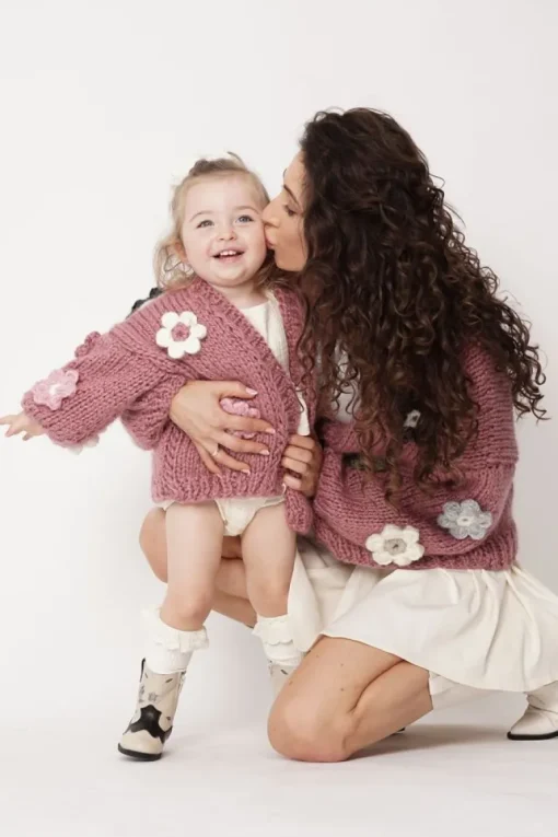 Kids' Petit Handmade Flower Sweater Dark Pink<ANGELL Flash Sale