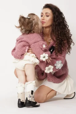Kids' Petit Handmade Flower Sweater Dark Pink<ANGELL Flash Sale