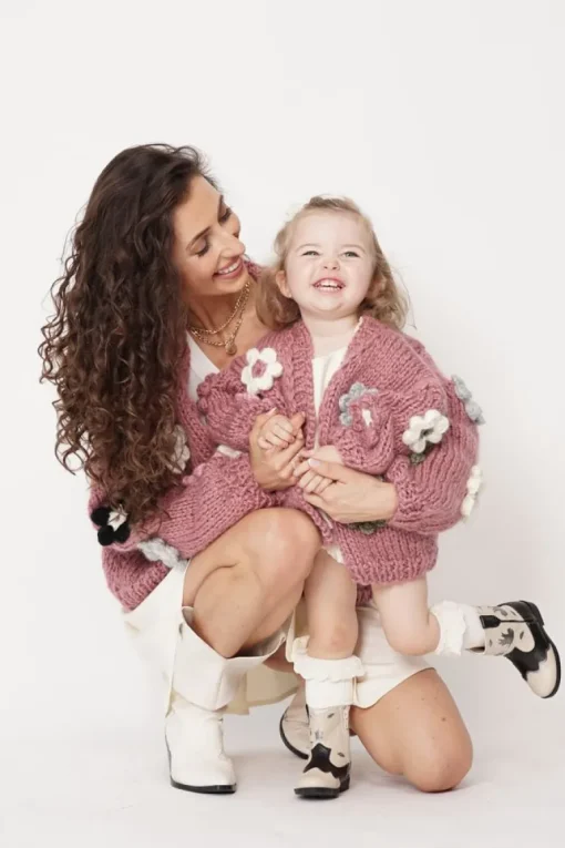 Kids' Petit Handmade Flower Sweater Dark Pink<ANGELL Flash Sale