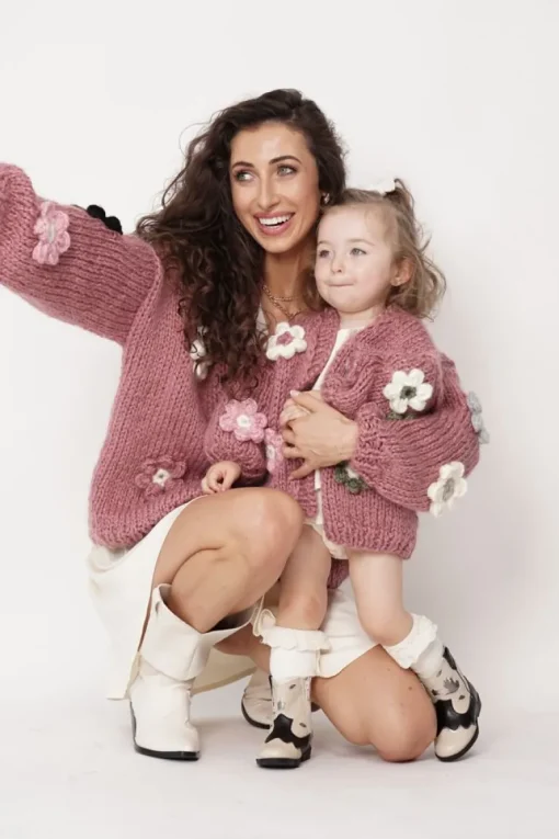 Kids' Petit Handmade Flower Sweater Dark Pink<ANGELL Flash Sale