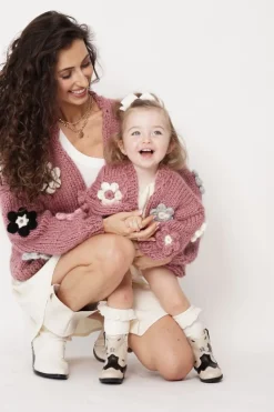 Kids' Petit Handmade Flower Sweater Dark Pink<ANGELL Flash Sale
