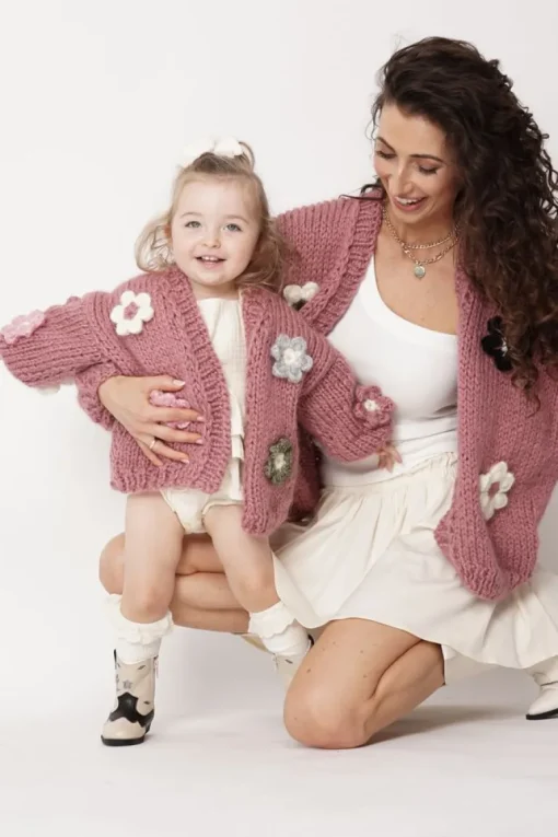 Kids' Petit Handmade Flower Sweater Dark Pink<ANGELL Flash Sale