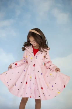 Kids' Soft Pink Coat Flower Print Cotton Candy<RainSisters Best Sale
