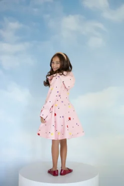 Kids' Soft Pink Coat Flower Print Cotton Candy<RainSisters Best Sale