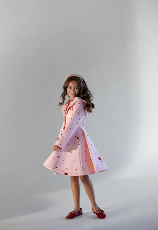 Kids' Soft Pink Coat Flower Print Cotton Candy<RainSisters Best Sale