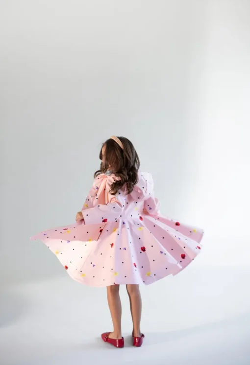 Kids' Soft Pink Coat Flower Print Cotton Candy<RainSisters Best Sale