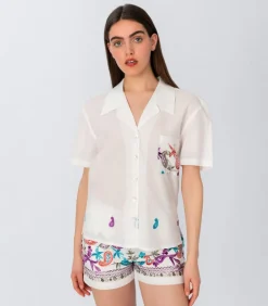 Kirjailtu Paita Valkoinen<Elizabeth LaGre Shop