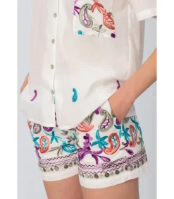 Kirjailtu Paita Valkoinen<Elizabeth LaGre Shop