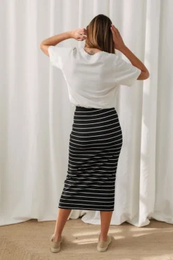 Kirjais Skirt Navy Stripes<TWOTHIRDS Online