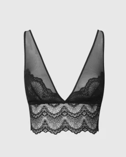 Kristalli Mesh Plunge Bralette Toppi Saboteur Musta<UNDERSTATEMENT Flash Sale