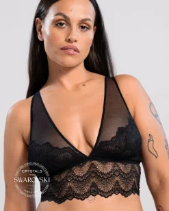Kristalli Mesh Plunge Bralette Toppi Saboteur Musta<UNDERSTATEMENT Flash Sale