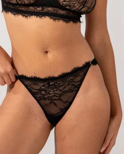 Lace Crotchless Tanga Briefs Black<UNDERSTATEMENT Online